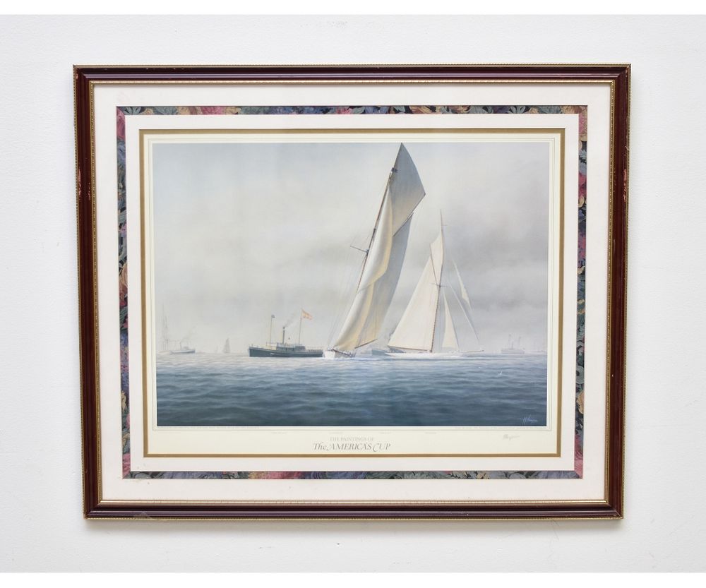 Appraisal: America's Cup Print Tim Thompson framed and matted The America's