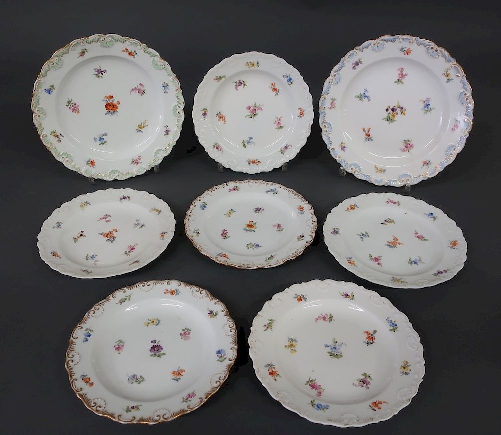 Appraisal: Meissen Plate Grouping Two Meissen plates dia together with six