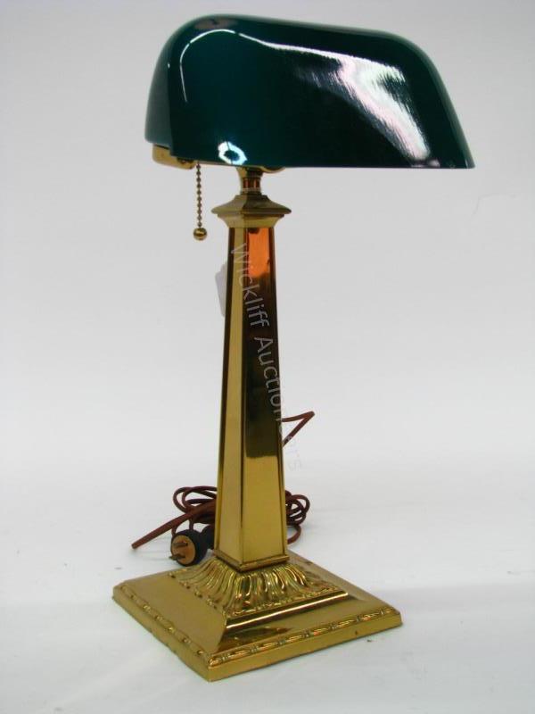 Appraisal: An antique Emeralite lamp model Desk Lamp brass base cased