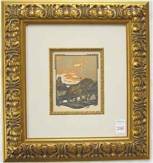 Appraisal: GUSTAVE BAUMANN WOODCUT New Mexico California - ''February'' from ''All