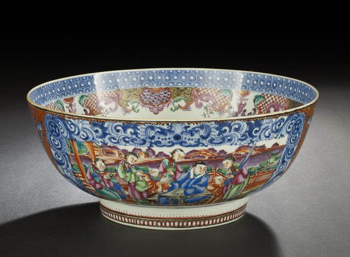 Appraisal: Chinese Export Porcelain Mandarin-Pattern Punch Bowl th century of circular