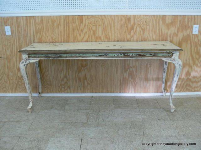 Appraisal: Shabby Chic Distressed Wood Sofa Table - solid wood table