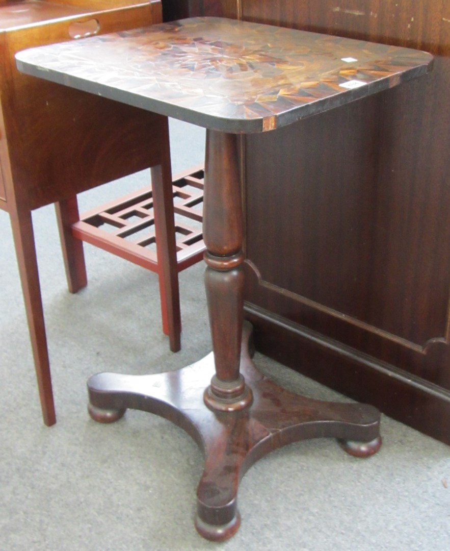 Appraisal: A early th century specimen wood inlaid occasional table the