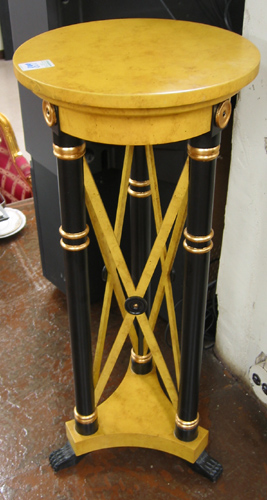 Appraisal: BIEDERMEIER STYLE MAPLE AND PARCEL-EBONIZED PEDESTAL PLANT STAND having a