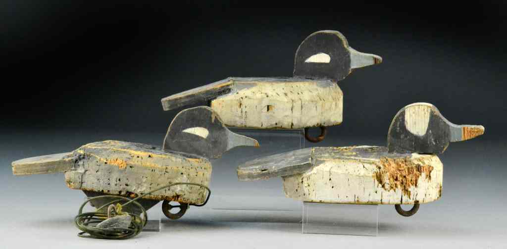 Appraisal: Small Cork Duck DecoysSet of matching cut-out cork ducks with