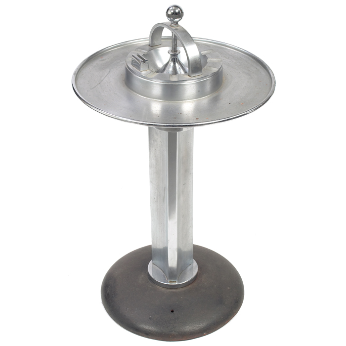 Appraisal: WJ Campbell ash stand USA c chrome-plated and aluminum heavyenameled