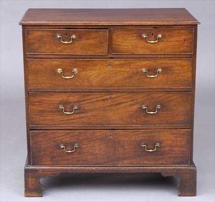 Appraisal: GEORGE III MAHOGANY CHEST OF DRAWERS The molded top above