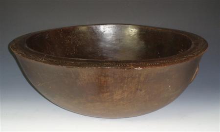 Appraisal: Ethnographic Interest A large Samoan tribal wooden bowl of circular