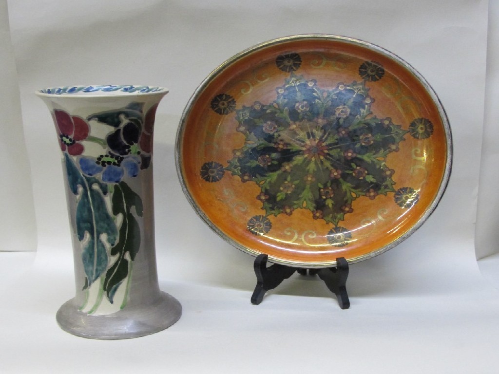 Appraisal: Bough Pottery handpainted vase and a grimwades Byzanta shallow bowl