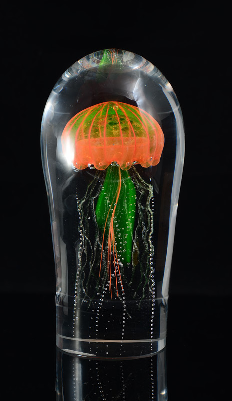 Appraisal: CZECH JELLYFISH ART GLASS PAPERWEIGHT In the manner of Rick