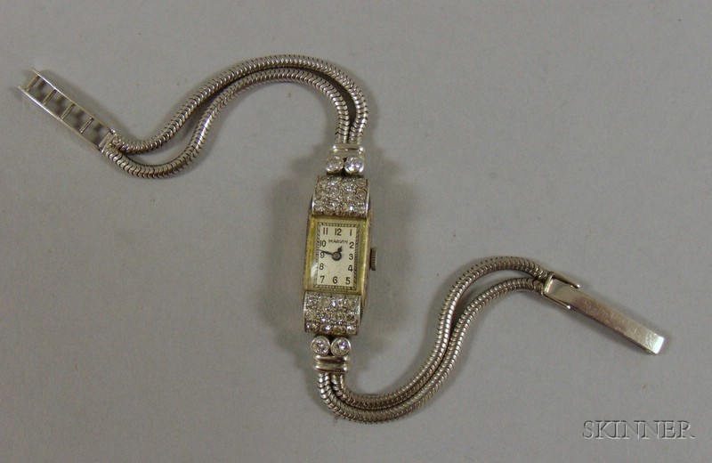 Appraisal: Lady's Marvin kt White Gold and Diamond -jewel Wristwatch adjustable