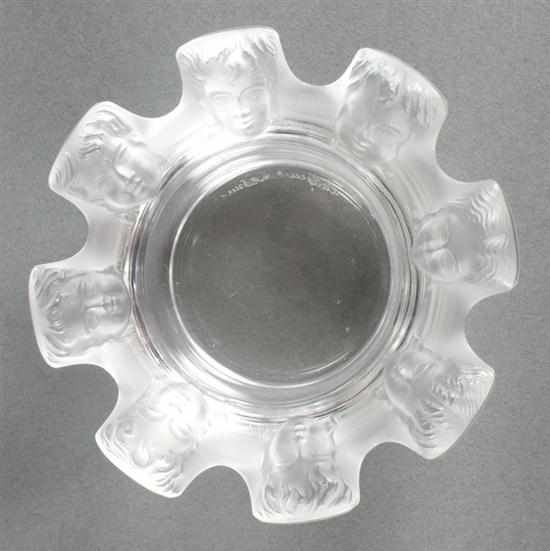 Appraisal: Lalique partial frosted glass ashtray in the ''St Nicolas'' pattern