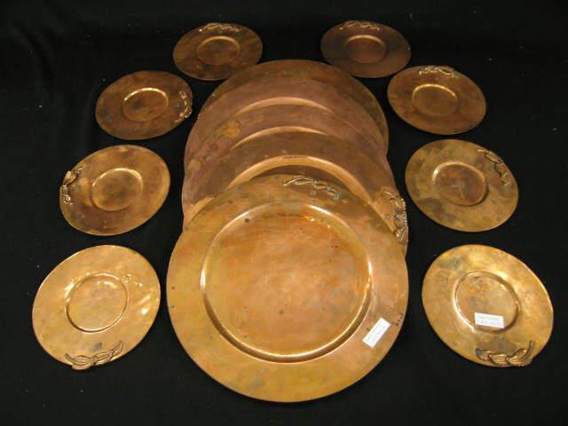 Appraisal: Los Castillo Handwrought Mexican Copper Plates - bread plates and