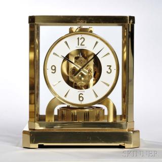 Appraisal: Jaeger-LeCoultre Atmos Clock Switzerland brass and glass case round white