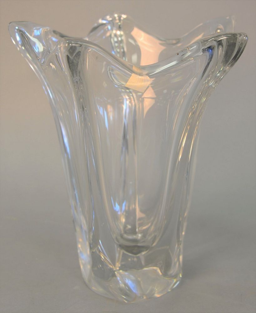 Appraisal: Daum France art glass vase with flared and shaped rim