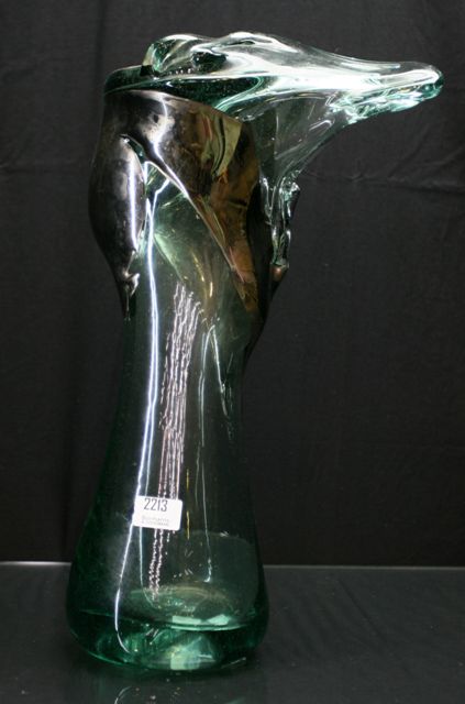 Appraisal: Sam Herman silvered blown glass organic vase dated SA cm