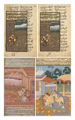 Appraisal: Four Indian miniature paintings of amorous couples cm