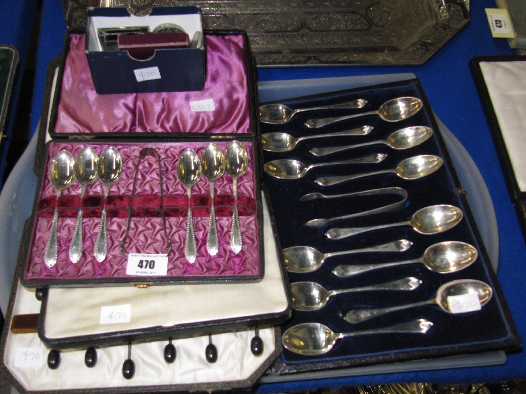 Appraisal: Lot comprising three cased spoon sets a knife set and