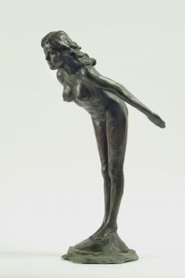 Appraisal: GRAHAM IBBESON - a nude female leaning forward resin bronze