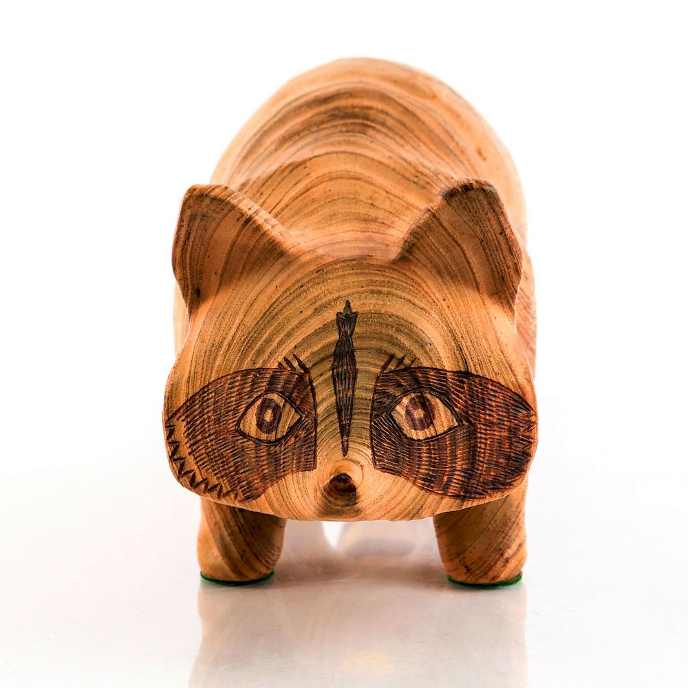 Appraisal: C M COPELAND CARVED WOOD RACCOON L x W x