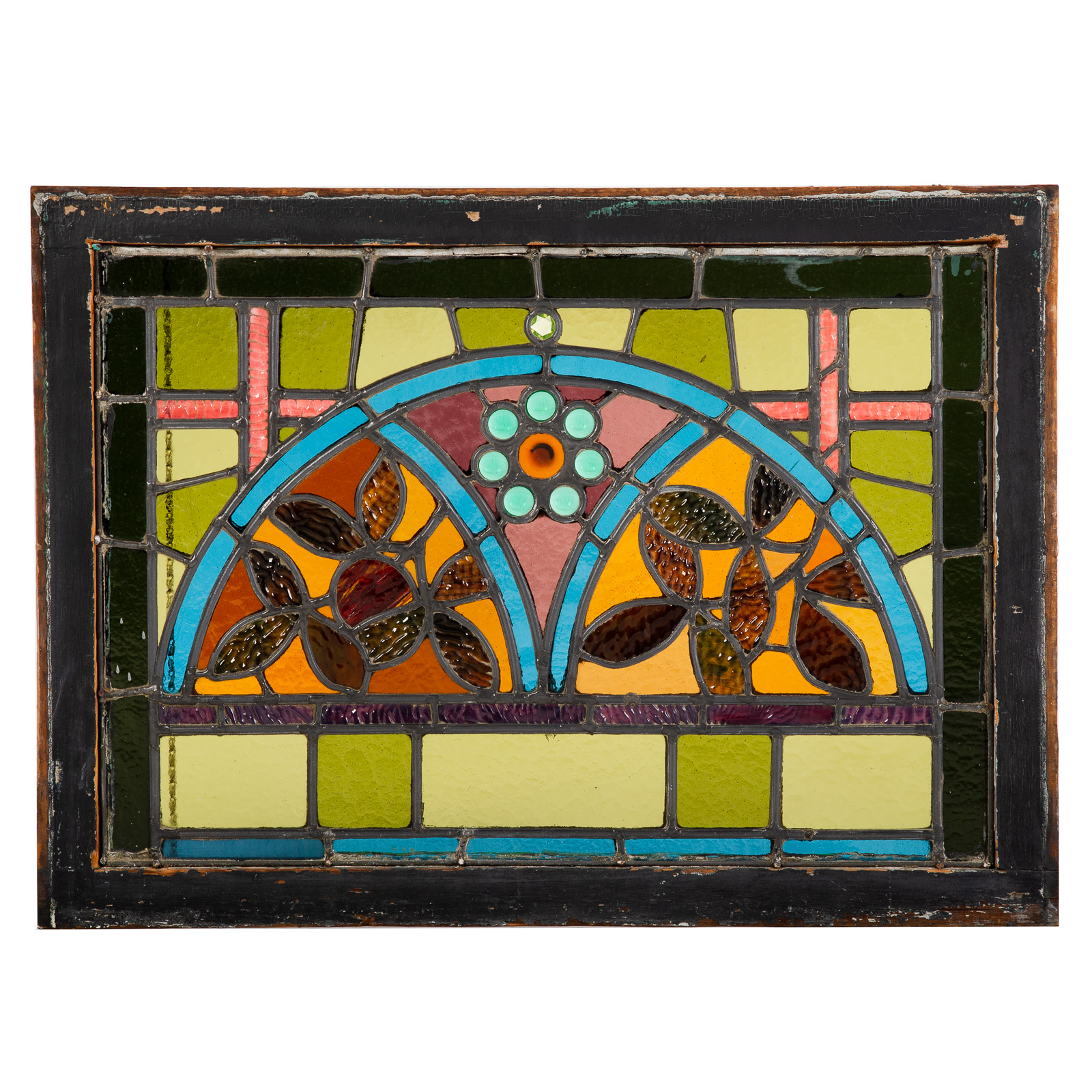 Appraisal: AMERICAN STAINED GLASS PANEL First half th century rectangular panel