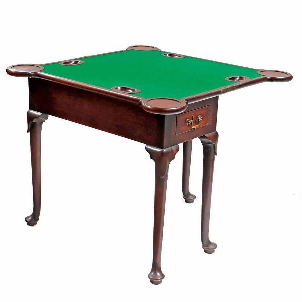 Appraisal: George II Walnut Games Table Opening to a felt playing