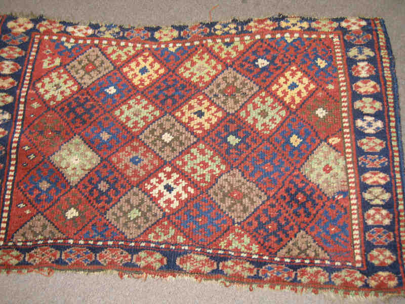 Appraisal: TWO THROW RUGS JAF AND HAMADAN The Kurdish Jaf has