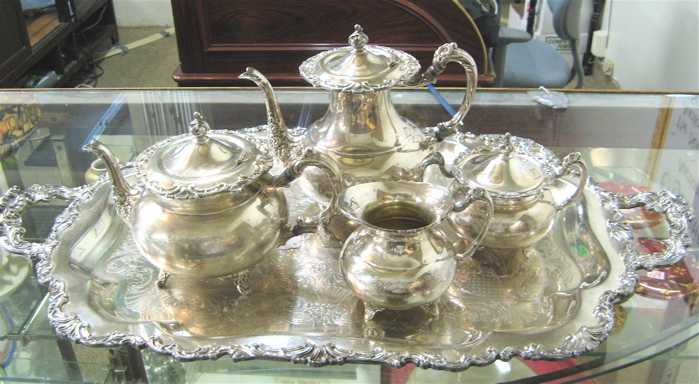 Appraisal: FIVE PIECE COMMUNITY SILVER PLATED COFFEE TEASET Sheffield design comprising