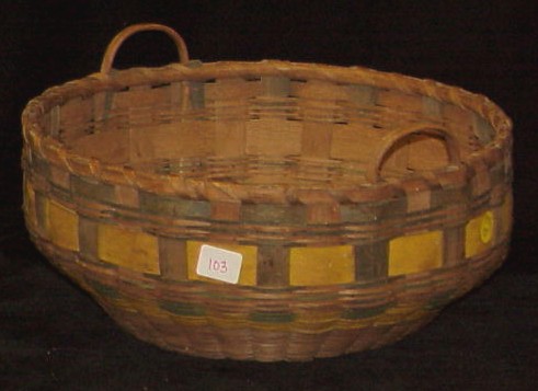 Appraisal: New England probably Connecticut splint basket two loop handles above