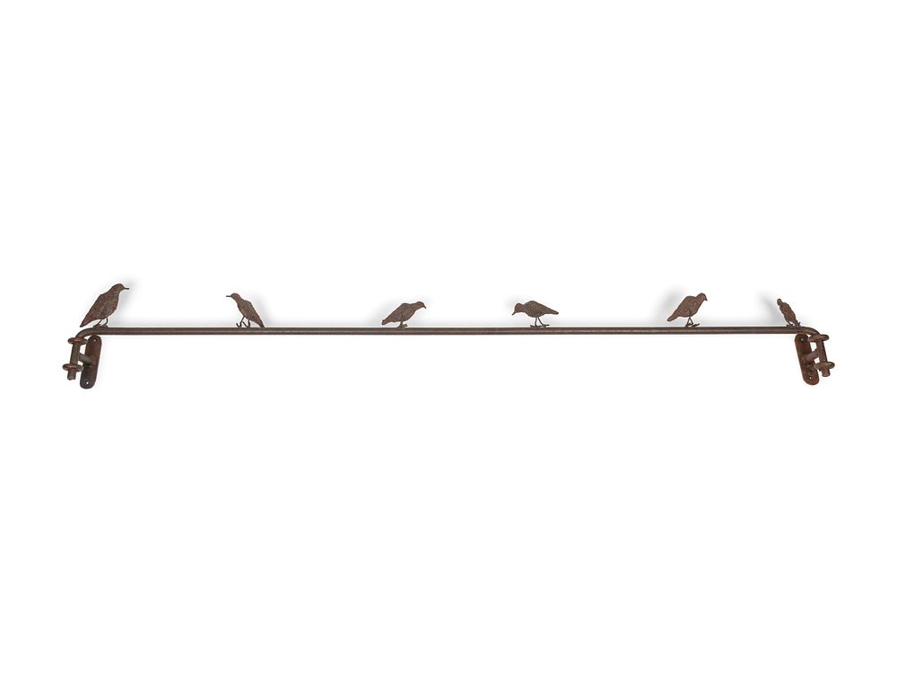 Appraisal: A Contemporary Patinated Bronze Bird-Form Curtain Rod A Contemporary Patinated