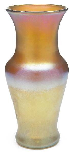 Appraisal: A Tiffany Favrile glass small baluster vase circa inscribed P