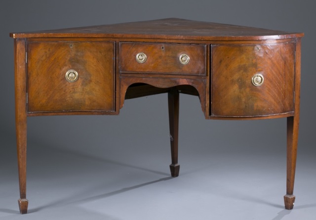 Appraisal: Hepplewhite-Style Corner Stand Mahogany with oak secondary Converted from a