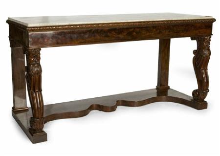 Appraisal: A th century mahogany marble top side table Probably Irish