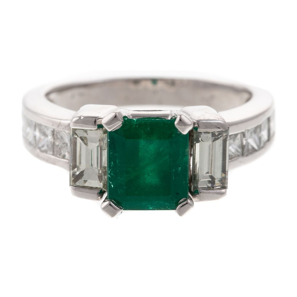 Appraisal: A ct Colombian Emerald Diamond Ring in Plat Platinum ring