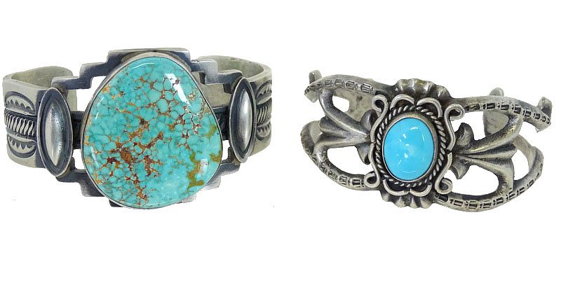 Appraisal: Pair of Navajo Turquoise Sterling Silver Cuffs Pair of Navajo