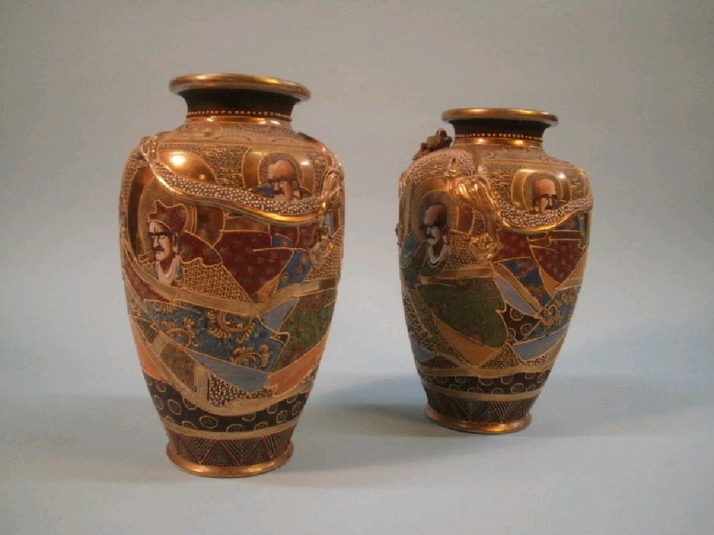 Appraisal: A pair of Japanese Satsuma vases each decorated with immortals