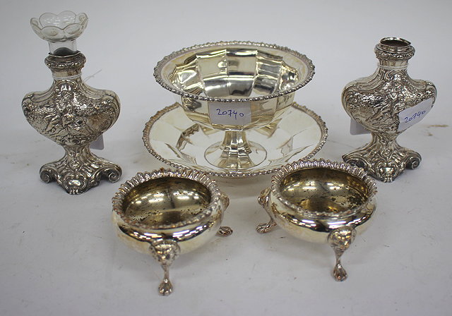 Appraisal: A SILVER DISH with gadrooned edge and broad flaring base