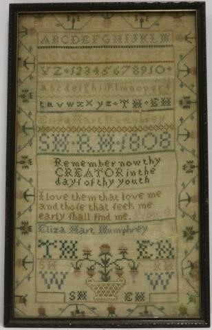 Appraisal: AMERICAN SCHOOL GIRL NEEDLEWORK SAMPLER DATED WROUGHT BY ELIZA HART