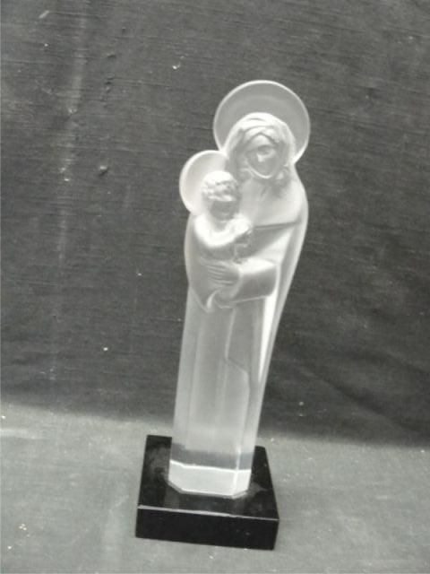 Appraisal: Lalique France Glass Madonna and Child Signed on base From