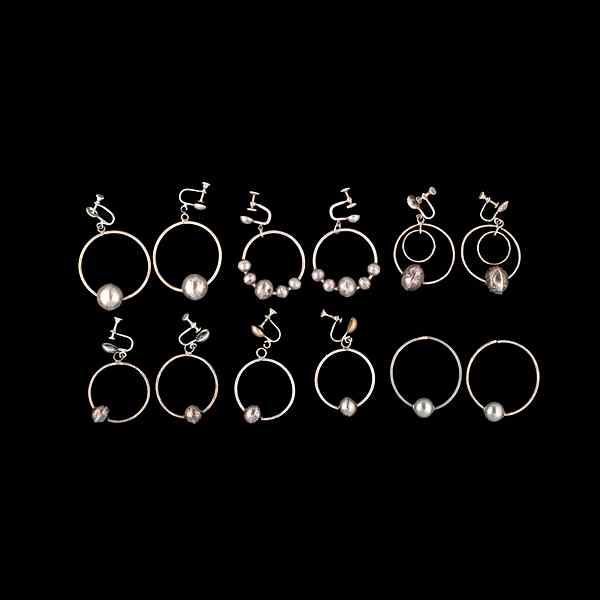 Appraisal: Navajo Silver Hoop Earrings with Balls Collected by Virginia Doneghy