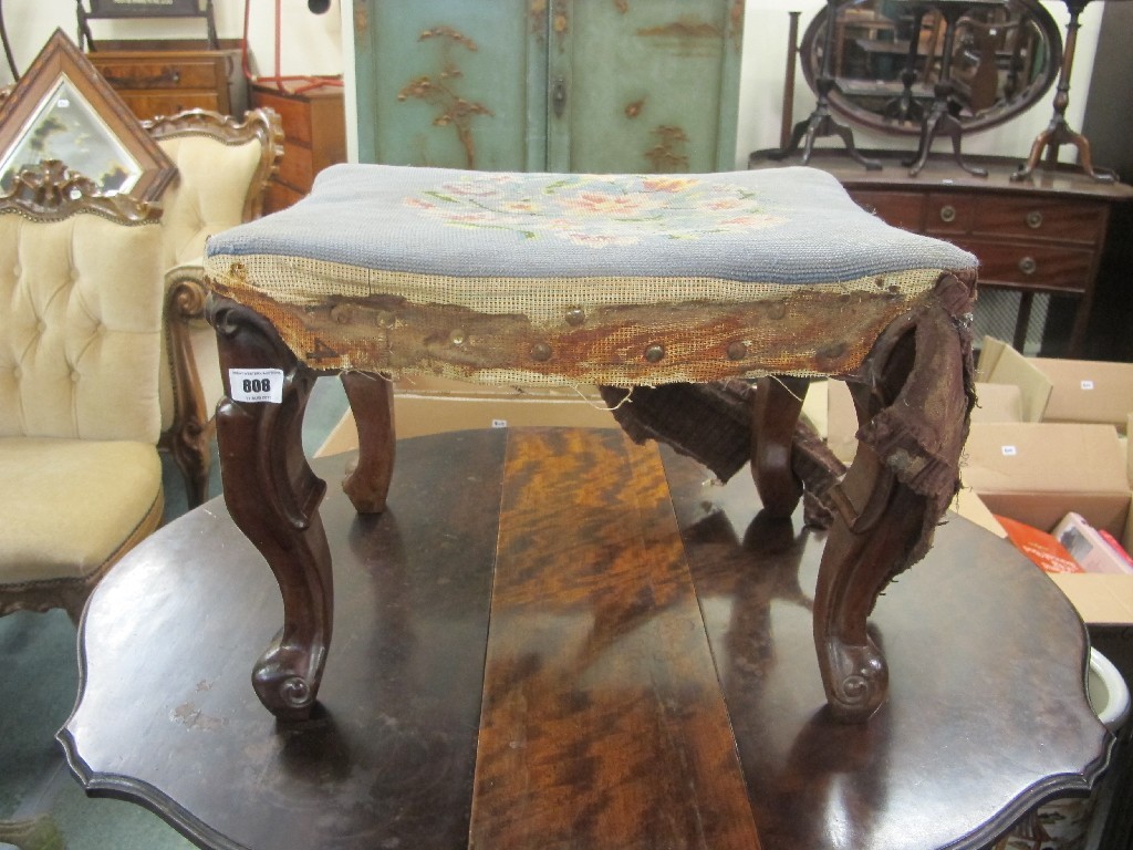 Appraisal: Victorian mahogany dressing stool with tapestry top