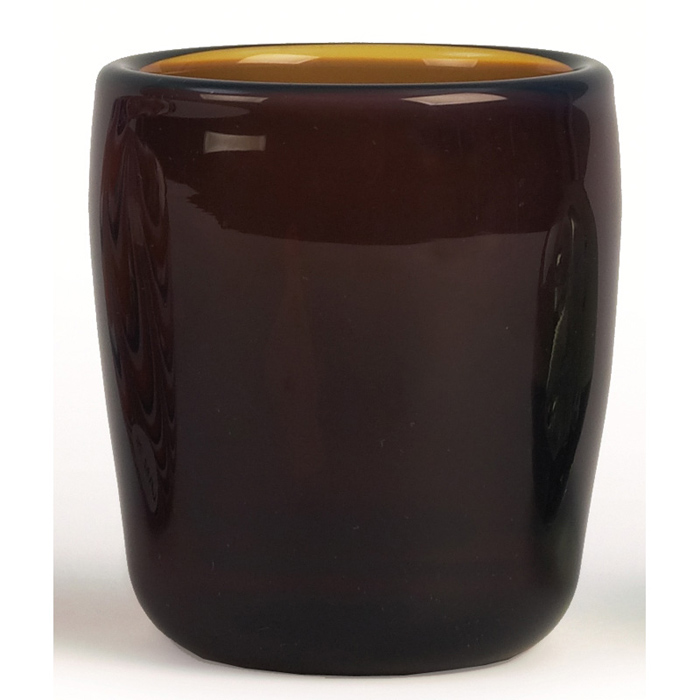 Appraisal: Dominick Labino vase c translucent dark amber with applied blue