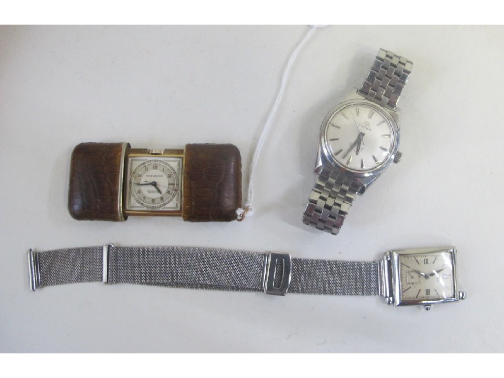 Appraisal: Lot comprising a ladies Movado travel watch a Tissot gent's