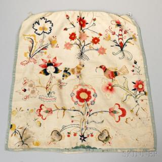 Appraisal: Crewelwork Apron th century the front embroidered with worsted wool