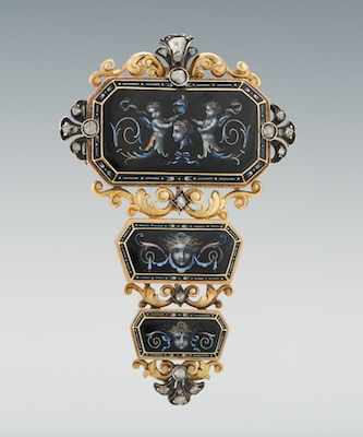 Appraisal: A th Century Limoges Enamel k Gold and Diamond Brooch