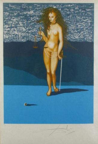 Appraisal: Framed lithograph Salvador Dali - ''Justice'' from the Tarot card