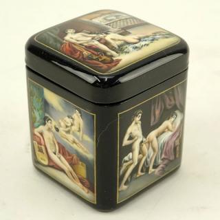 Appraisal: Russian Erotica Lacquered Box Russian Erotica Lacquered Box Unsigned As