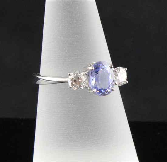 Appraisal: An ct white gold sapphire and diamond three stone ring