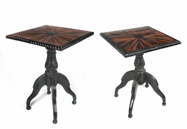 Appraisal: A set of three Anglo Indian ebonized and inlaid tables