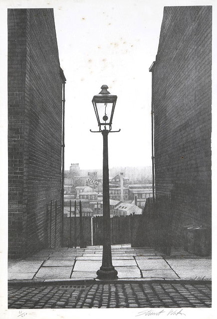 Appraisal: STUART WATTStreet lamp monochrome print pencil signed in the margin